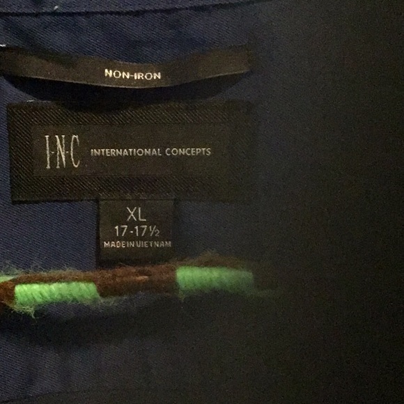 Inc International Concepts Men’s Long Sleeve Dark Blue Button Down Shirt X-Large - Picture 2 of 3